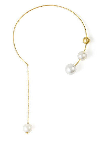 Gold-Plated Beaded Statement Open Necklace