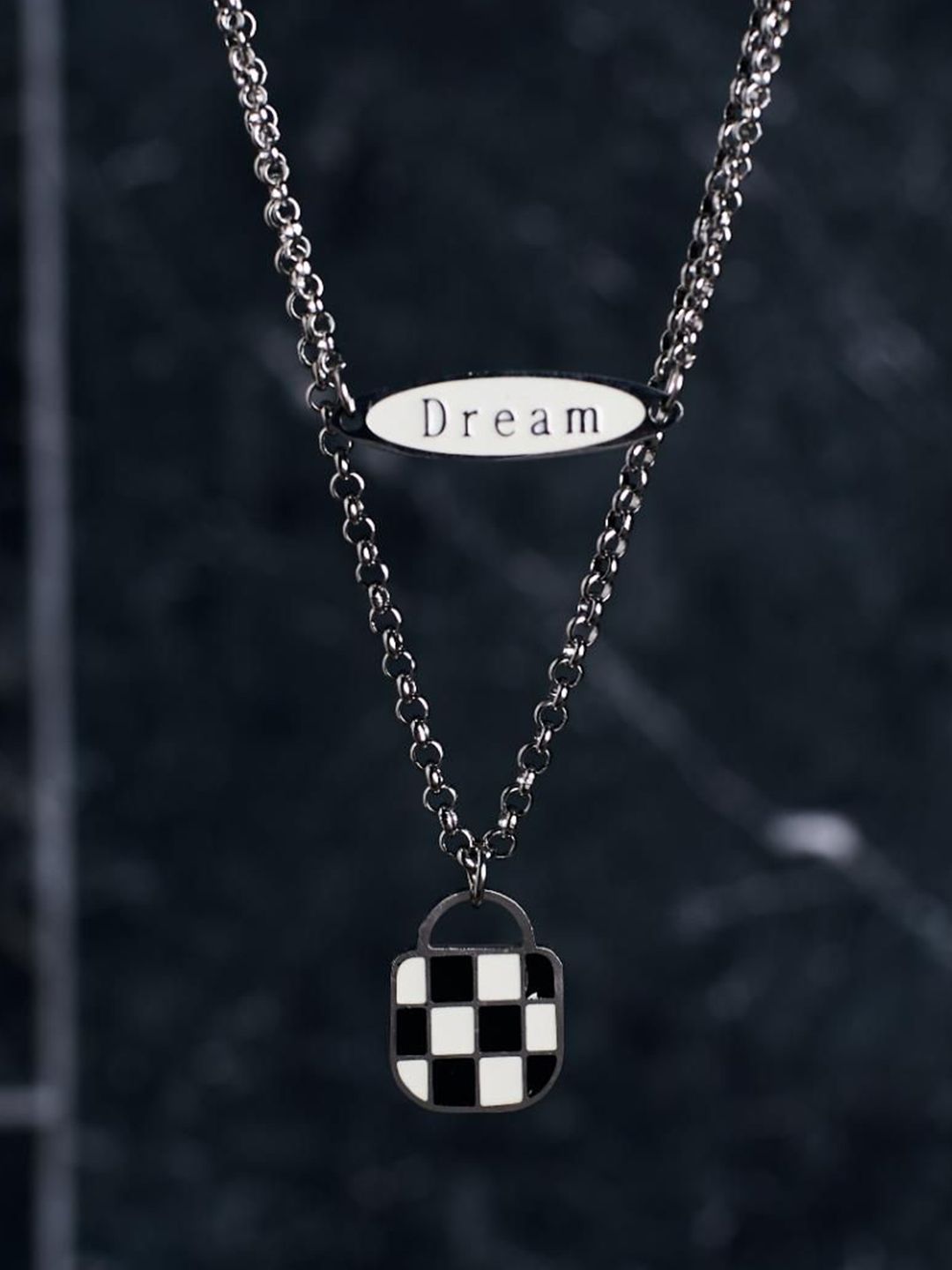 SALTY Stainless Steel Monochromatic Marvel Pendant with Chain