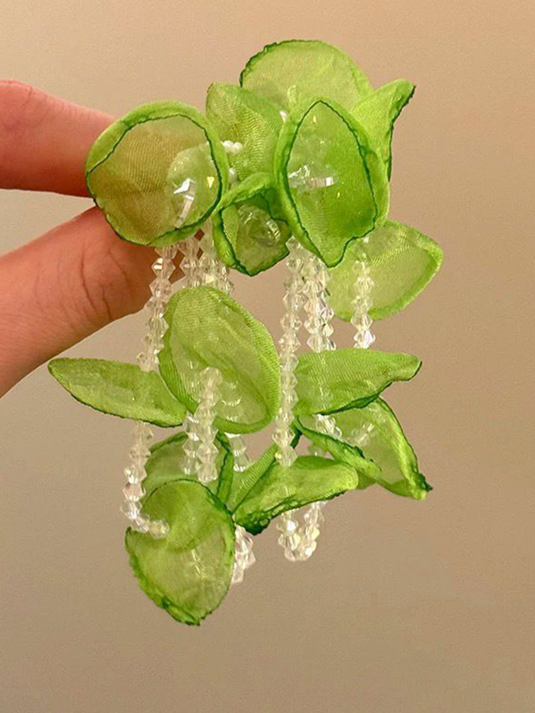 Artificial Beaded Leaf Shaped Drop Earrings