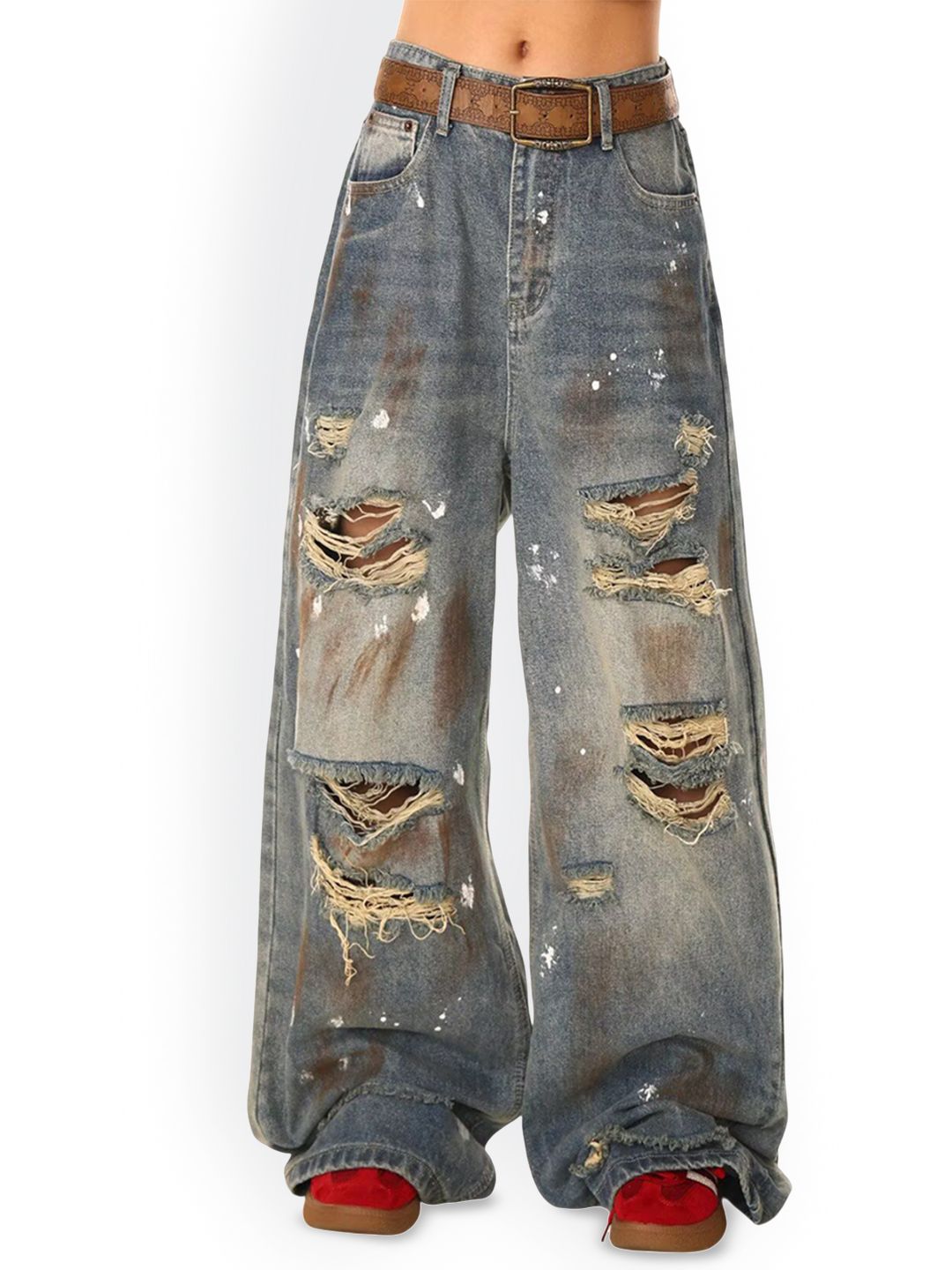 Men Baggy Mid-Rise Mildly Distressed Light Fade Jeans