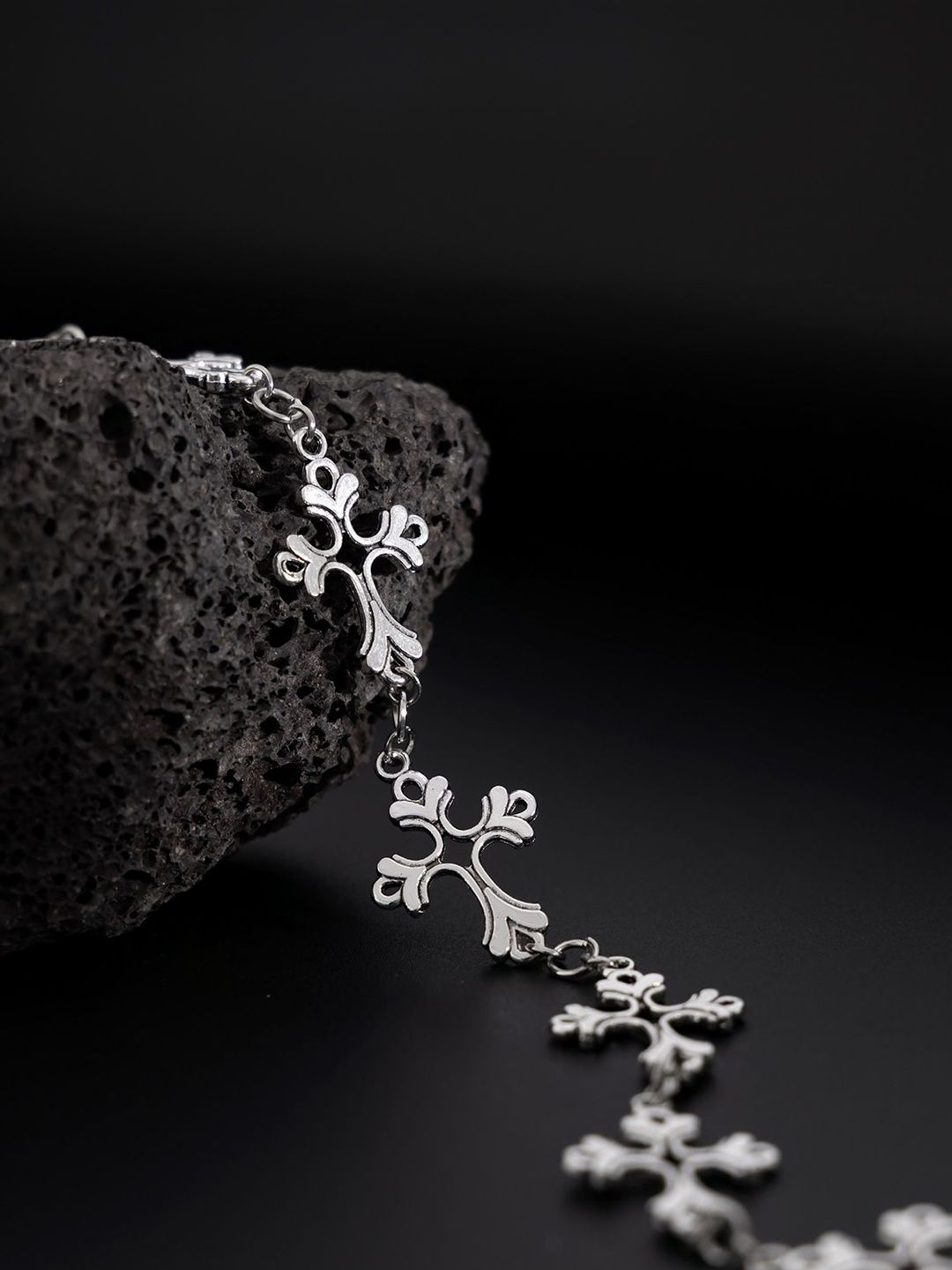 Men Antique Silver-Plated Link Bracelet