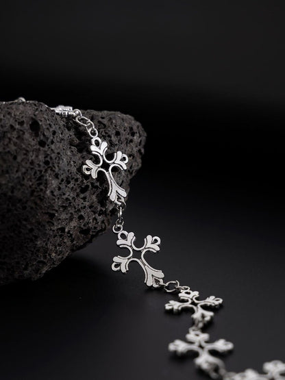 Men Antique Silver-Plated Link Bracelet