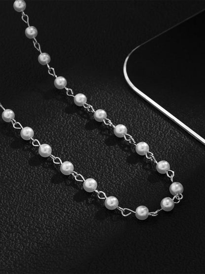 Silver-Plated Pearls Beaded Minimal Necklace