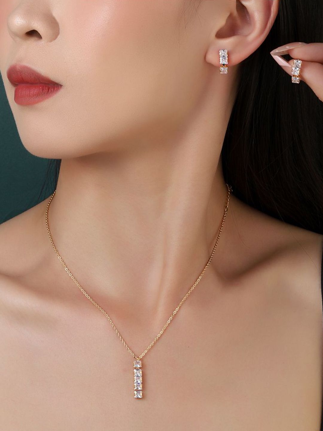 SALTY Gold-Plated Brilliance Diamond Jewellery Set