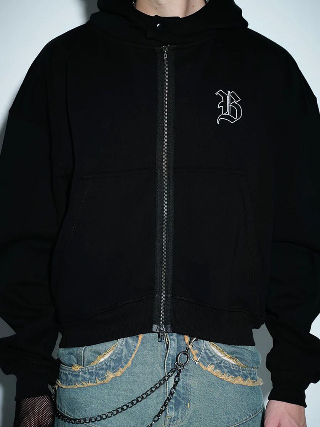 Men Shadow Sigil Zip Hooded Pullover Sweatshirt