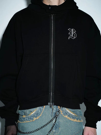 Men Shadow Sigil Zip Hooded Pullover Sweatshirt