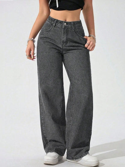 Women Comfort Wide Leg High-Rise Light Fade Stretchable Jeans