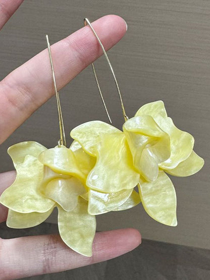 Gold Plated Floral Shaped Drop Earrings