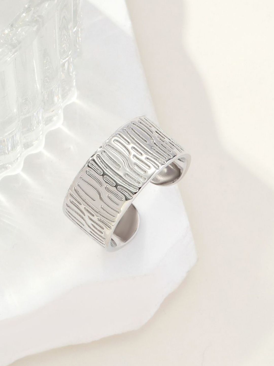SALTY Women & Girls Serpent Skin Silver Stylish Adjustable Finger Ring