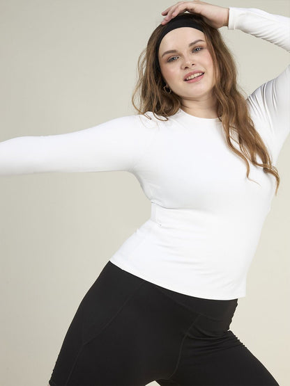 Women Sculpt Crew Neck Full Sleeves Snug Fit Regular Fitted Top