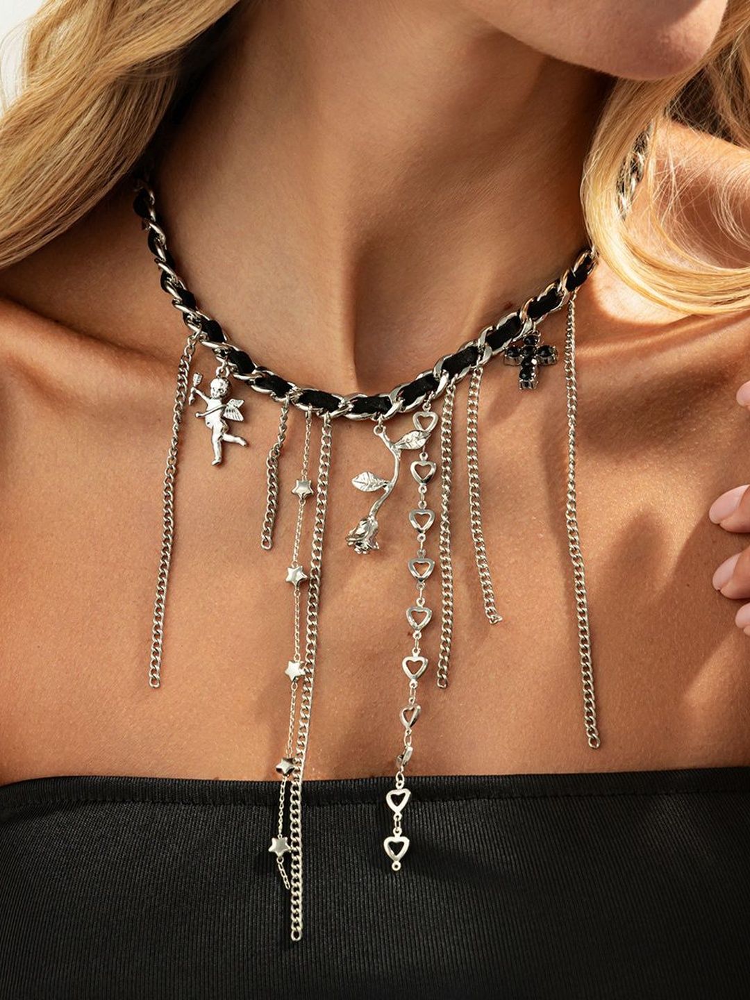 Silver-Plated Enamelled Necklace