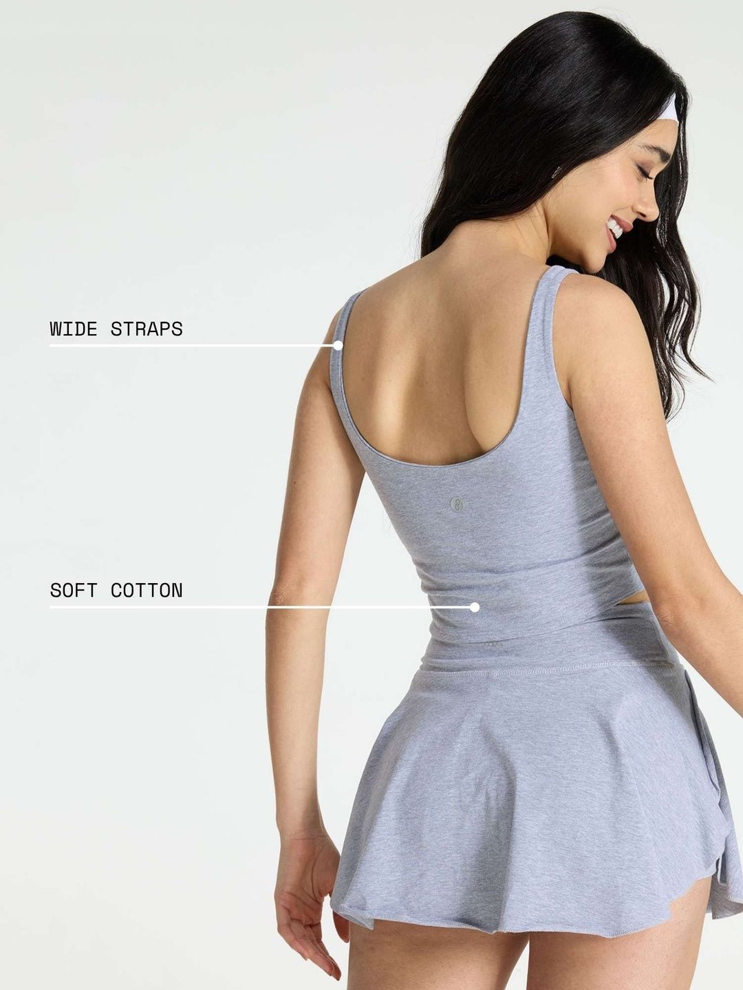 Women Grey Cotton Scoop Fitted Top