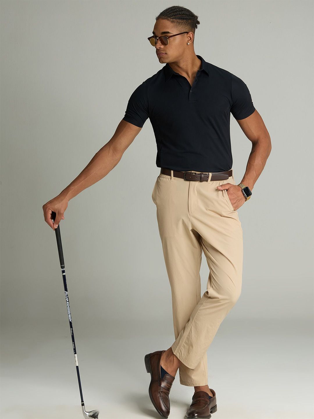 Black Mens Bonded Polo T-shirt
