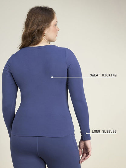 Women Navy Sculpt Scoop Top
