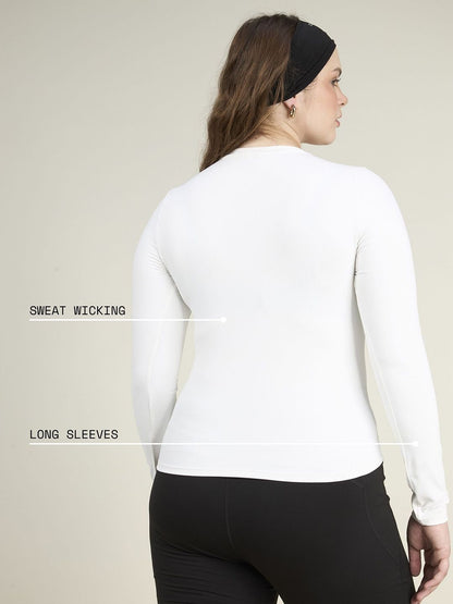 Women Sculpt Crew Neck Full Sleeves Snug Fit Regular Fitted Top