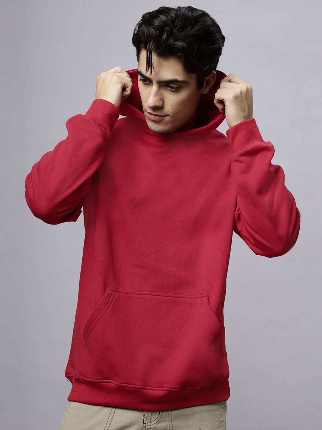Men Solid Hooded Sweatshirt