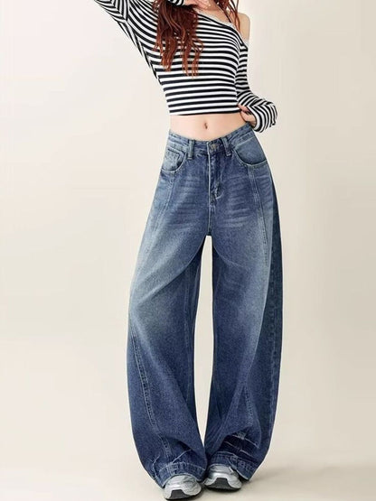 Women Wide Leg Mid-Rise Light Fade Jeans