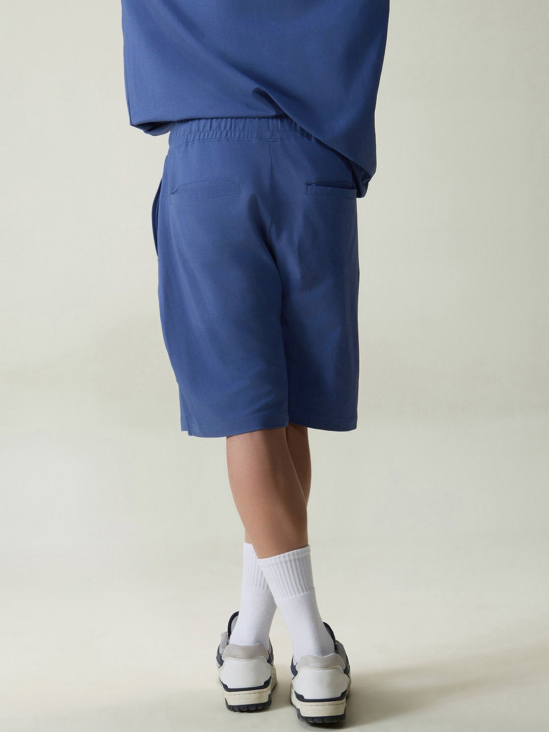Blue Cotton Leisure Shorts