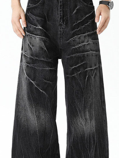 Men Wide Leg Mid-Rise Jeans