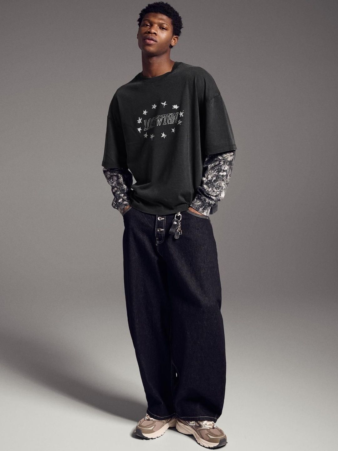 Double print long sleeve T-shirt