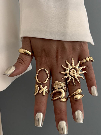 Set of 8 Gold-Plated Finger Ring