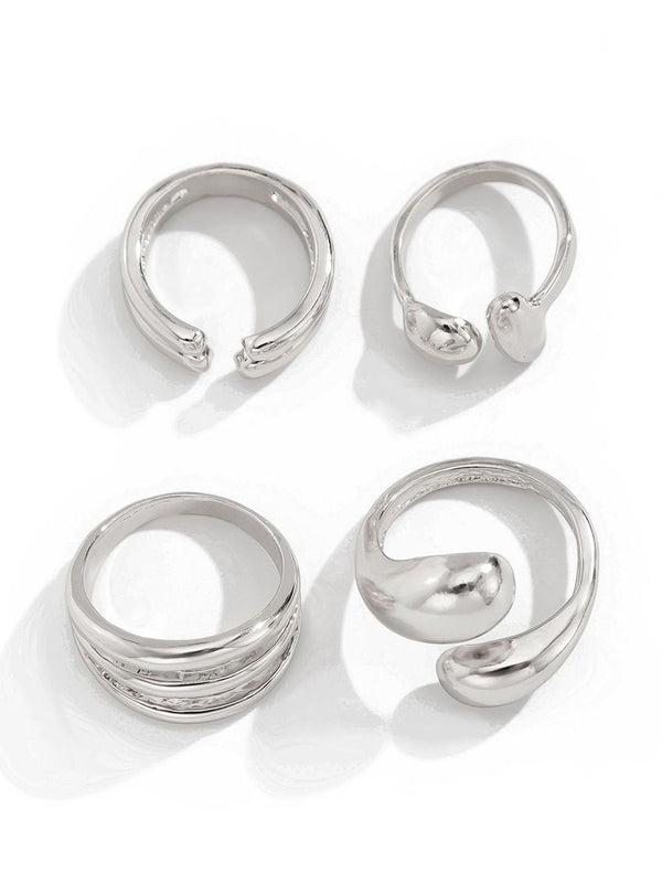 Set of 4 Silver-Plated Finger Ring