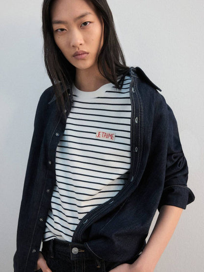 Women Striped Pure Cotton T-shirt