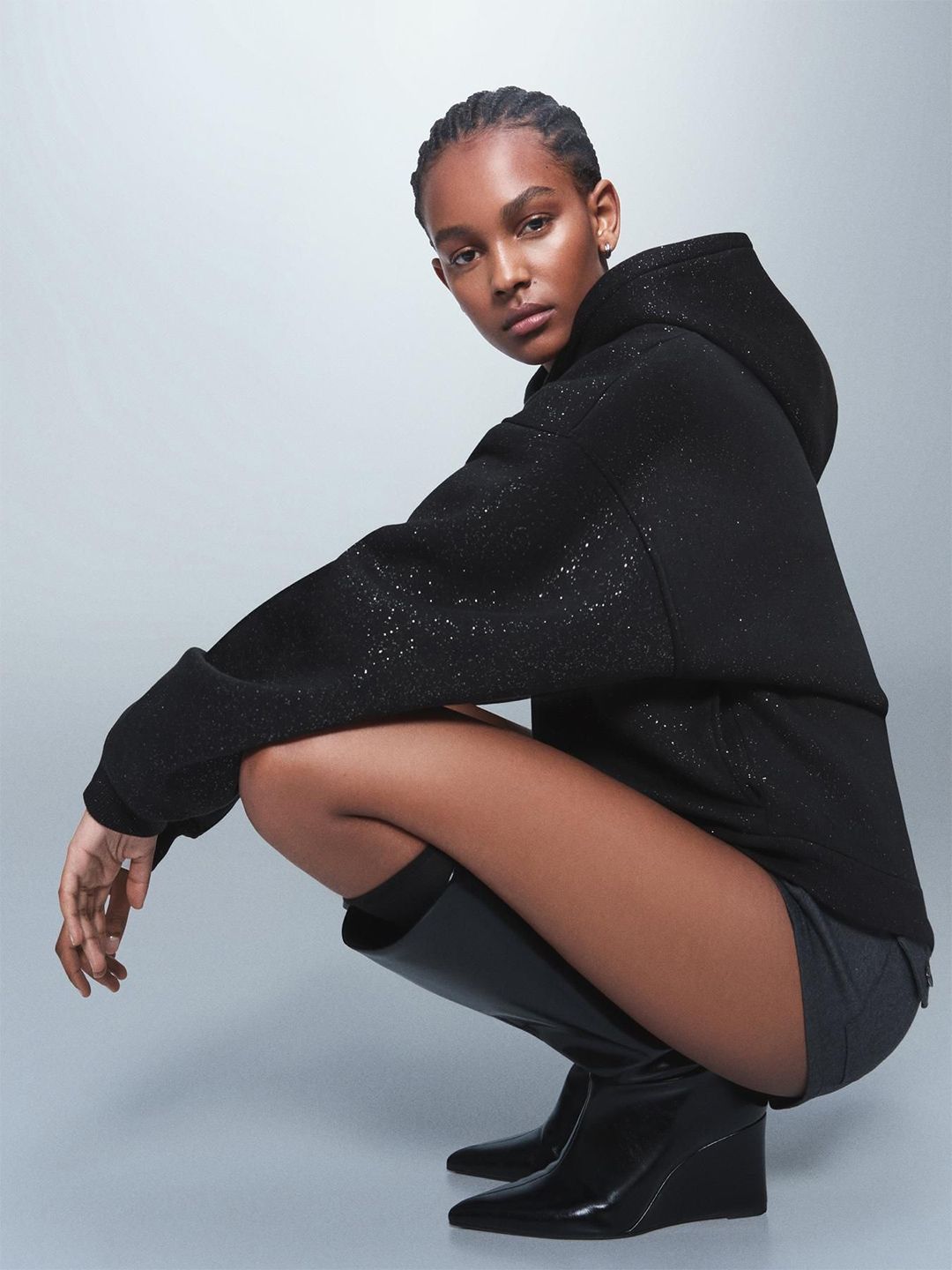 Glitter hood sweatshirt