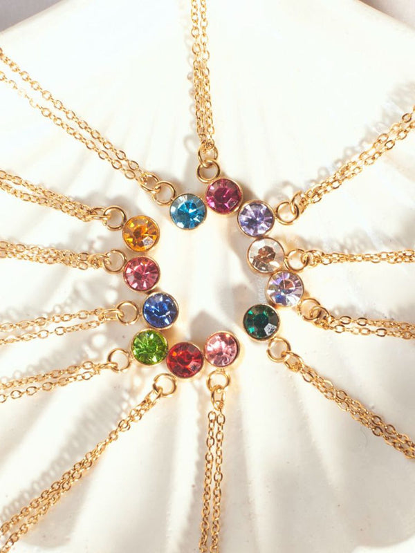 SALTY  Vibrant Light Yellow Crystal Aura Neck Chain For Women & Girls