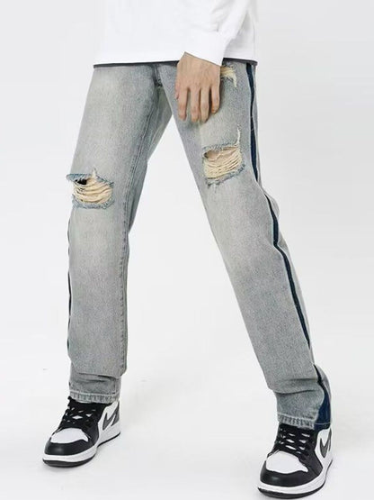 Men Regular Fit Mid-Rise Slash Knee Light Fade Jeans
