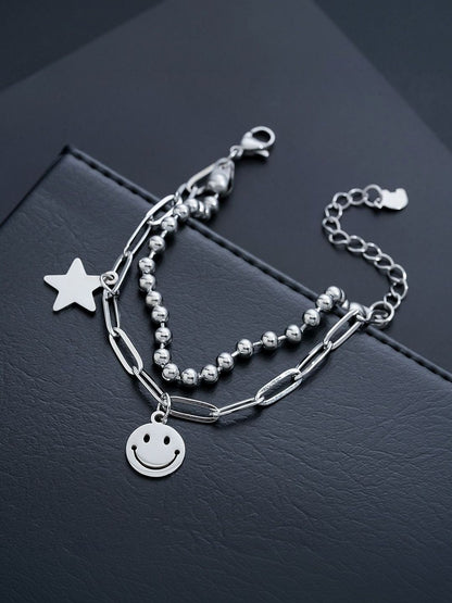 Men Handcrafted Silver-Plated Link Bracelet