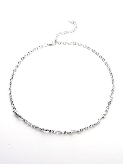 Stainless Steel Silver-Plated Minimal Necklace