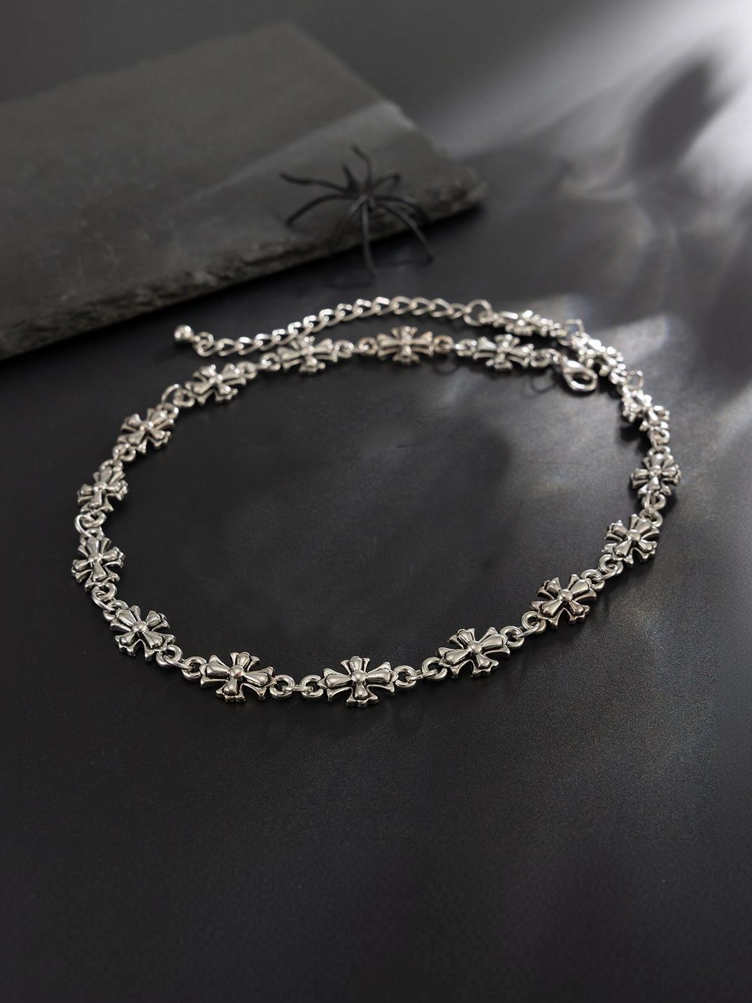 Men Handcrafted Silver-Plated Charm Bracelet