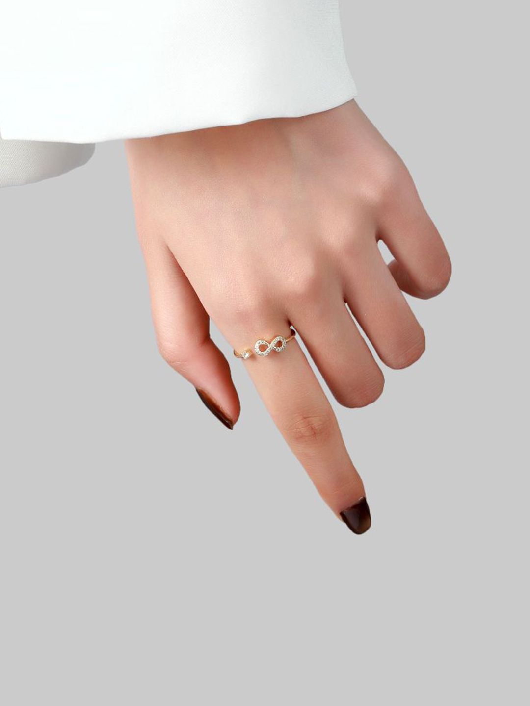 SALTY Beyond Infinity Golden Ring For Women & Girls Stylish Adjustable Finger Ring