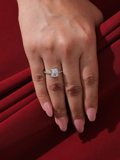 SALTY Silver-Plated Solitaire Stone Studded Finger Ring
