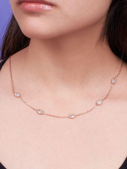 SALTY Dazzling Dreams Stones Studded Minimal Stainless Steel Necklace
