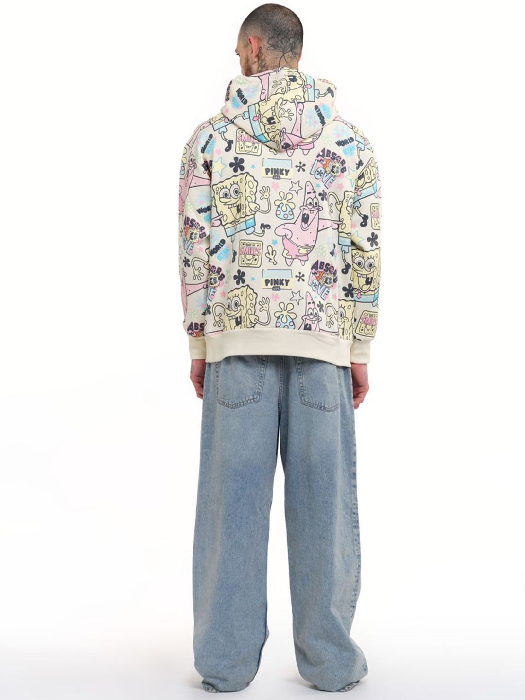 Men Printed SpongeBob All Over Hoodie