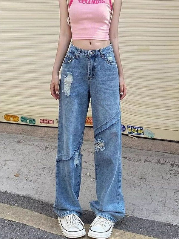 Women Relaxed Fit Mid-Rise Mildly Distressed Light Fade Jeans