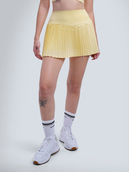 Women Butter Yellow Plie Pleated Skort