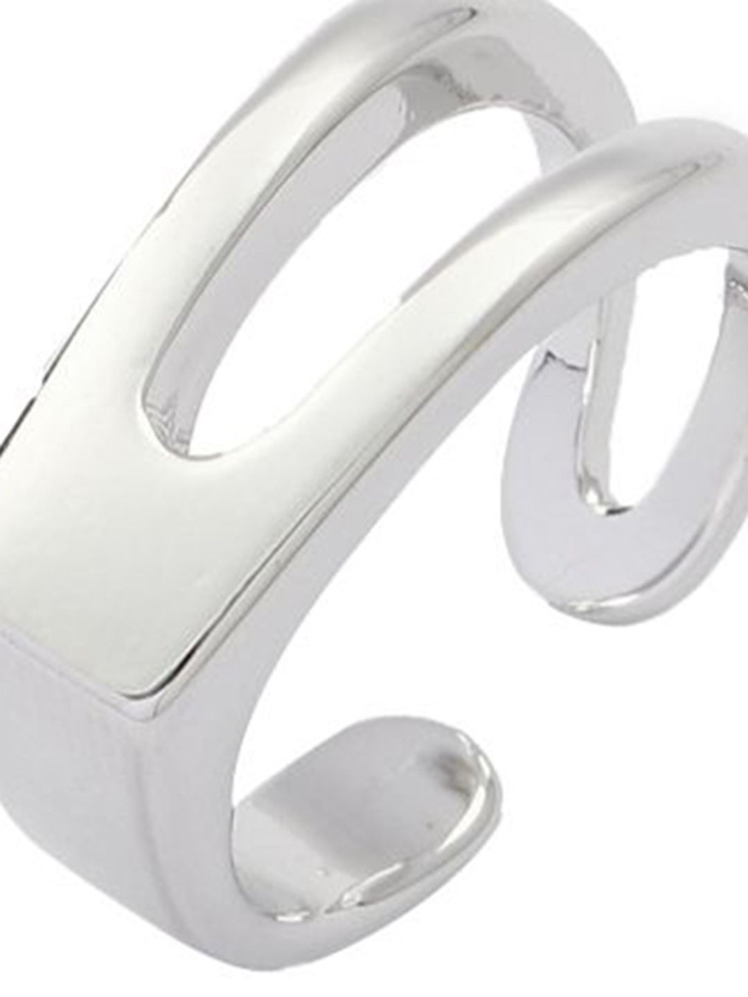 SALTY Silver Signet Initial Ring For Women & Girls Stylish Adjustable Finger Ring