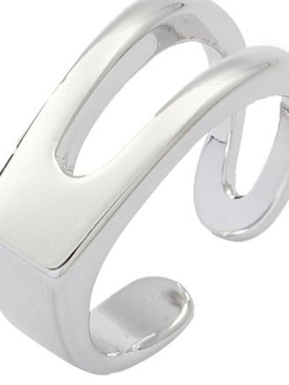 SALTY Silver Signet Initial Ring For Women & Girls Stylish Adjustable Finger Ring