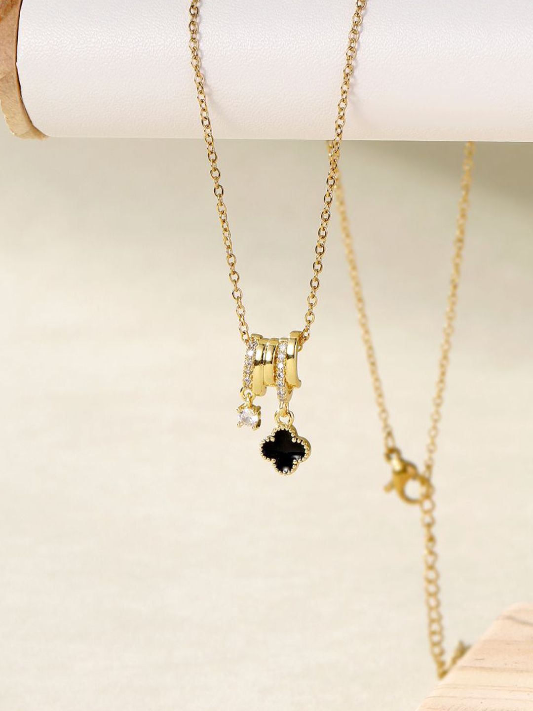 SALTY Cloverte Artificial Stones Studded Pendants With Chains