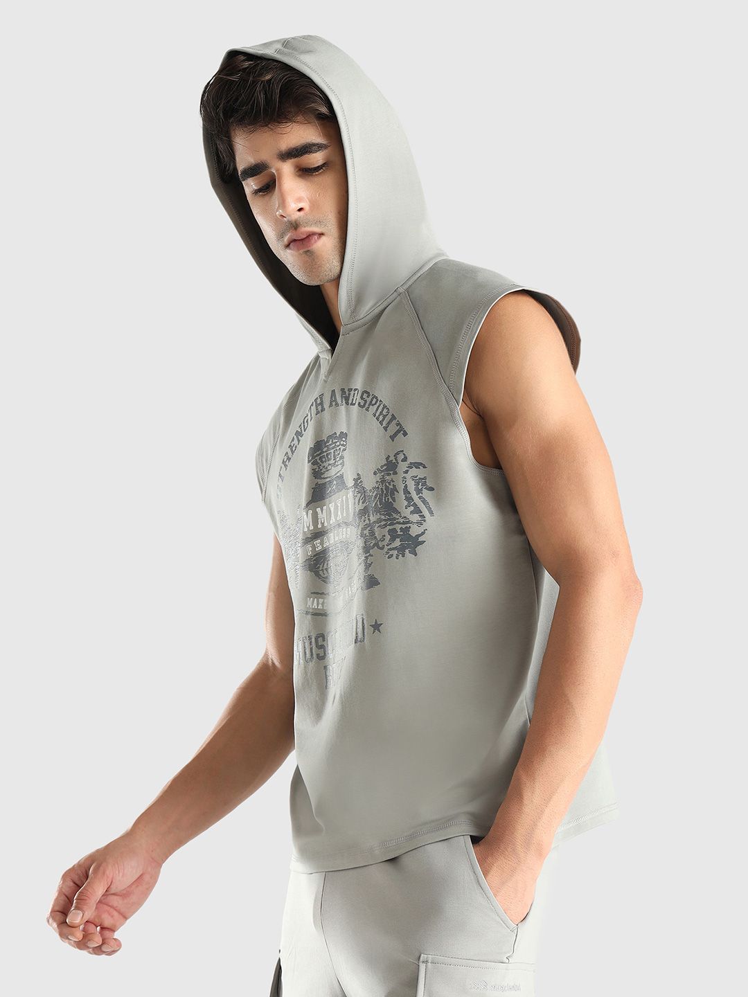 Men X-Dry Soft Typography Printed Hooded T-shirt