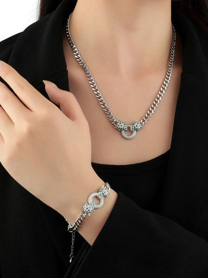 SALTY Amara Silver Plated Stones Studded Bracelet & Necklace
