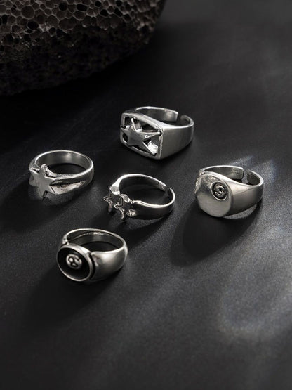 Set of 5 Silver-Plated Finger Ring