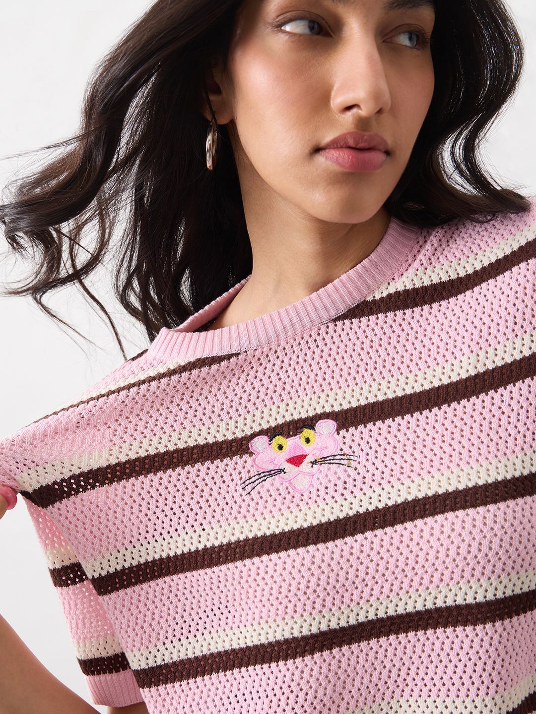 Women Pink Panther Multicolor Printed Cotton Relaxed T-Shirts