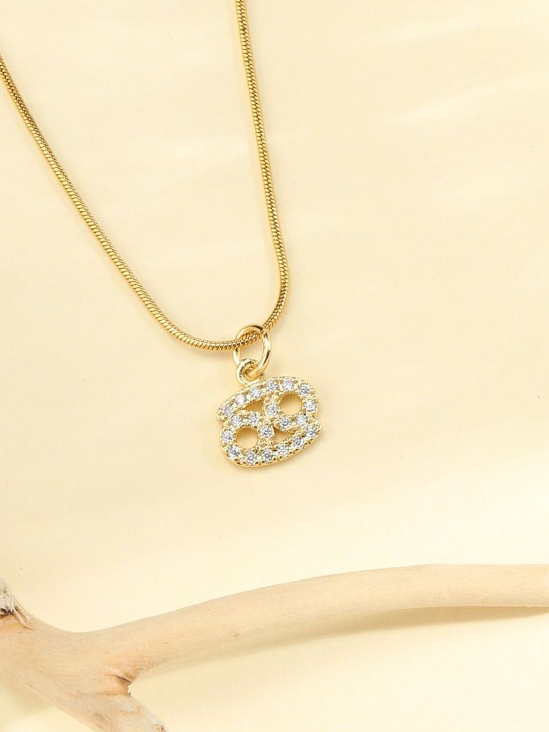 SALTY Set Of 2 Stones-Studded Cancer & Virgo Pendant With Chain