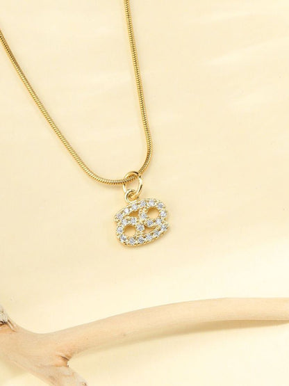 SALTY Set Of 2 Stones-Studded Cancer & Virgo Pendant With Chain