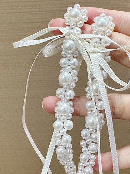 Pearls Beaded Floral Shaped Drop Earrings