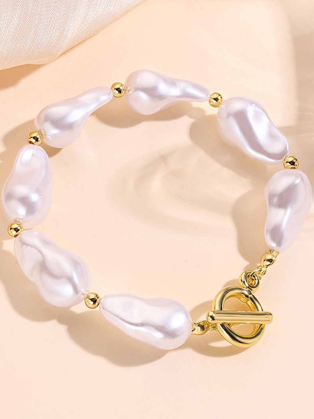 Women Pearls Handcrafted Gold-Plated Armlet Bracelet